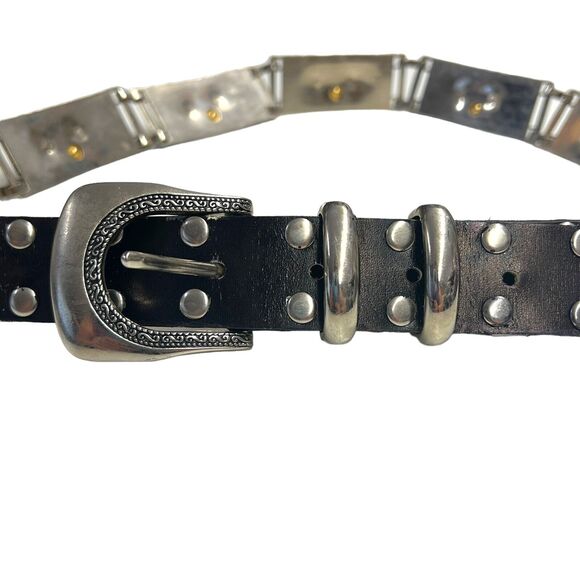 Vintage Statement Gold & Silver-Tone Metal Panther / Jaguar Rectangle Link Belt - Picture 3 of 8